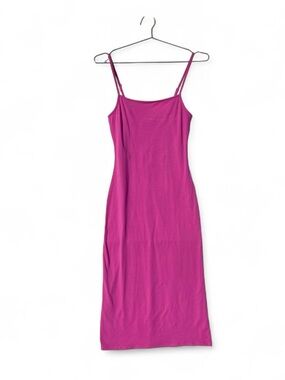 Vintage Y2K Hot Pink Bodycon Maxi Slip Dress Stretch Cami Barbiecore Small
